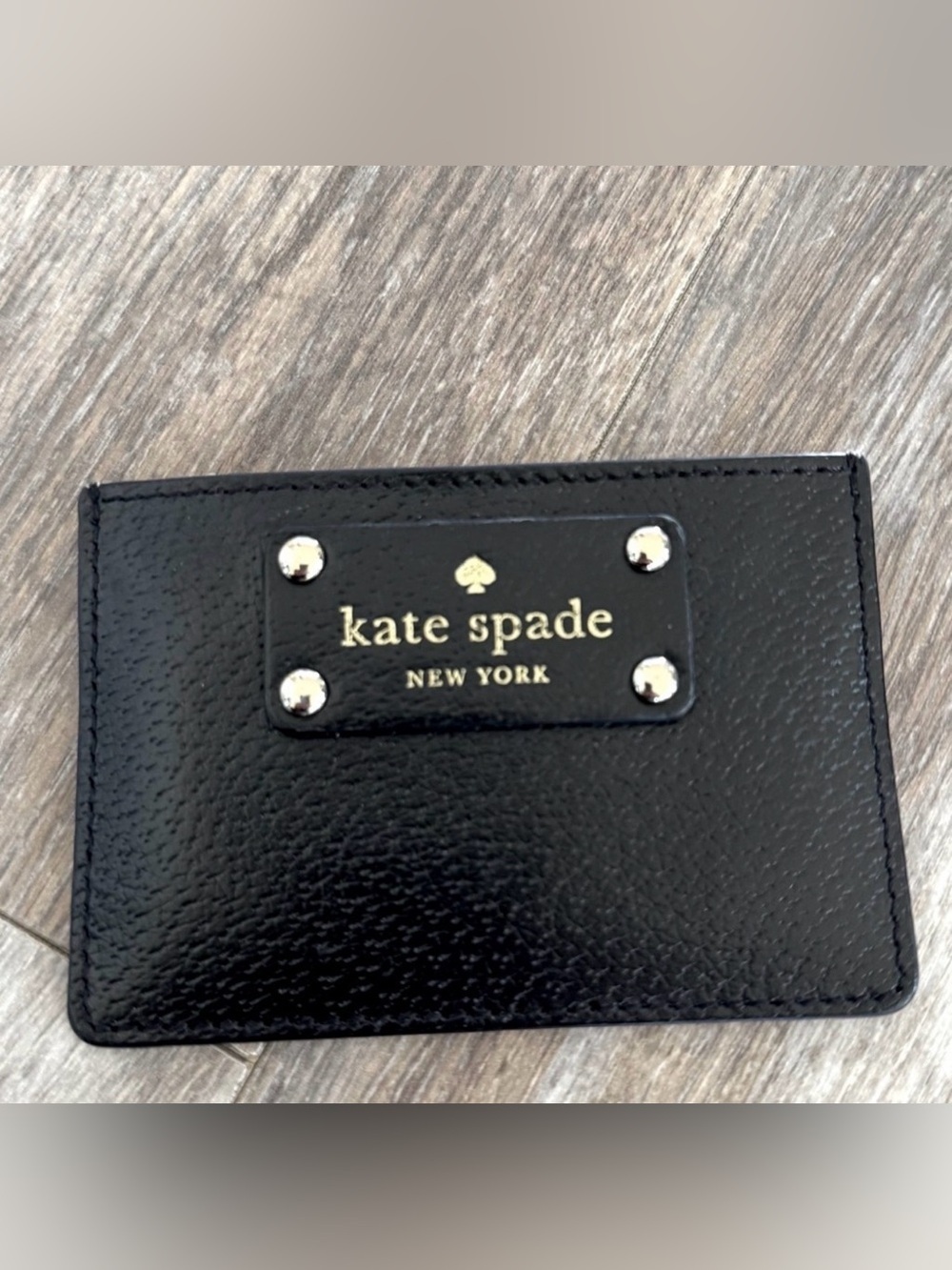 Kate Spade Black Pebbled Leather Card Holder Wallet - Pink Interior